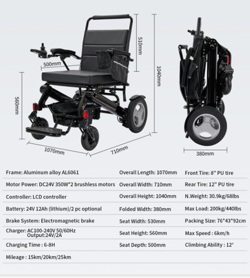 EeZeeGo-XXL Supreme carry weight 31.5 Stone Lightweight Folding Electric Wheelchair - Image 6